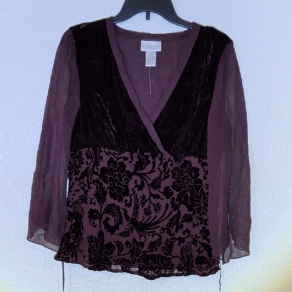 Worthington Tops - NWOT Floral Velvet Blouse